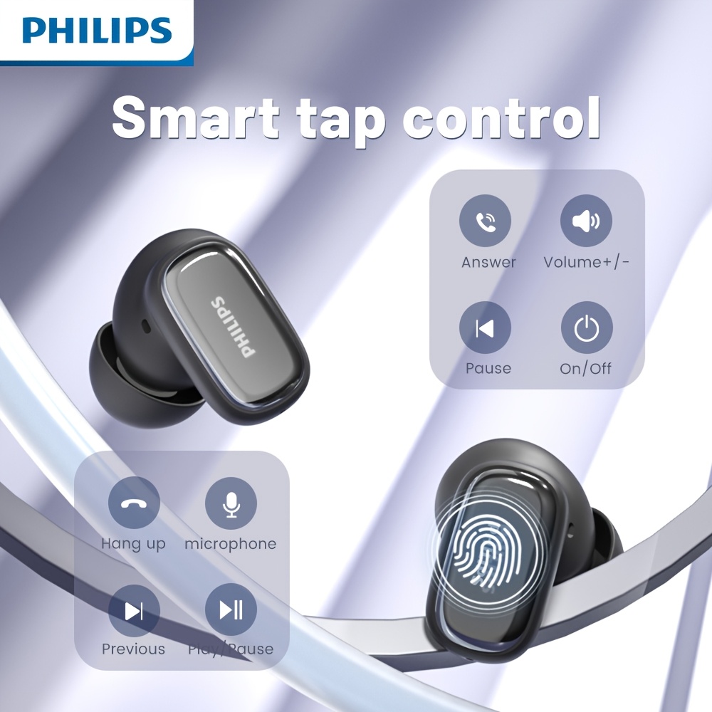 New Philips BT5.4 In-Ear Earphones with Wireless Charging Case, 24Hour Playtime/Game Modes/Built-in Mic/Touch Control for Gaming, Running, Cycling TAT2569 10 New Philips BT5.4 In-Ear Earphones with Wireless Charging Case, 24Hour Playtime/Game Modes/Built-in Mic/Touch Control for Gaming, Running, Cycling TAT2569 - Image 10