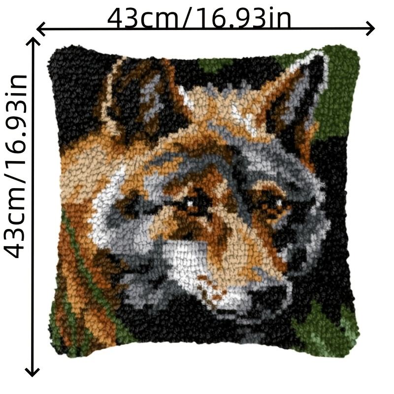 Latch Hook Kit for Adults with Wolf Pattern DIY Throw Pillow Cover