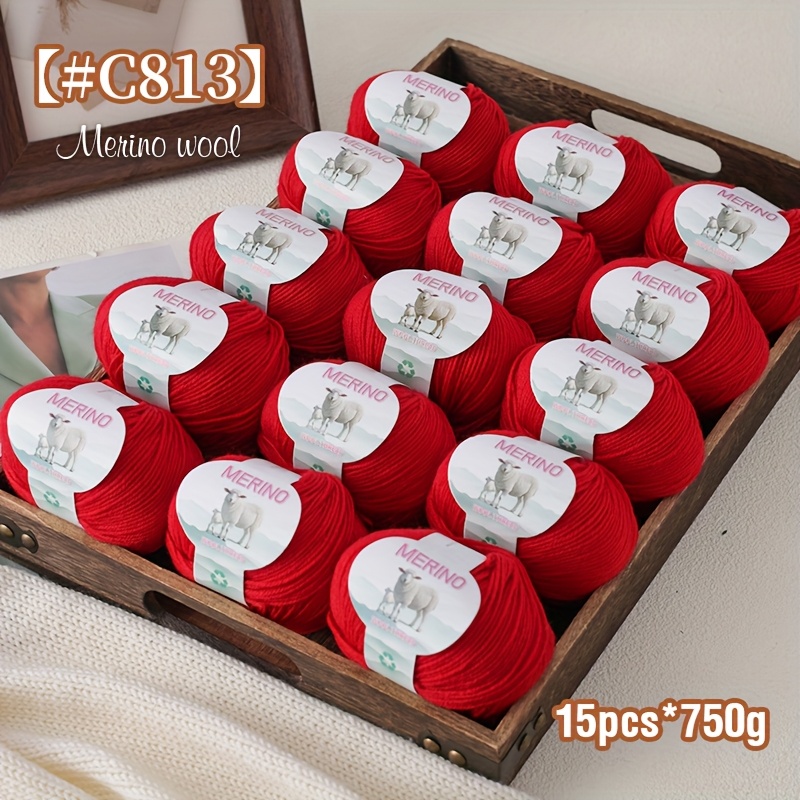 Prabangus 15 vnt. rinkinys 750G (26.4Oz) 100% Merino vidutinio pluošto vilnos siūlai