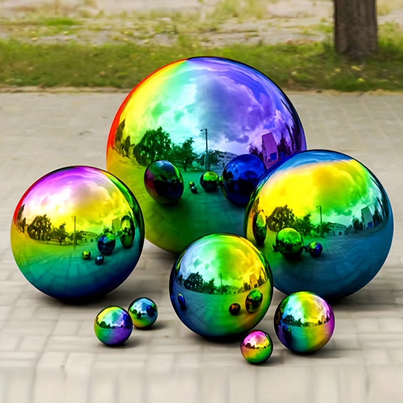 

6pcs/1pc 51-150mm Gazing Ball Set - Mirrored 7 Color Floating Garden Balls - Durable Indoor/outdoor Decor For Ponds, Gardens, Tabletops And Homes - Eye-catching Seasonal Decor, Perfect Birthday Gift