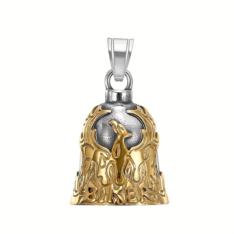 Image of Stainless Steel Casting Polished Fire Phoenix Biker Letter Riding Bell, Motorcycle/bike Bell, Suitable For Male And Female , Motorcycle Keychain, Riding Good Luck Bell Spirit Bell Motorcycle Additions