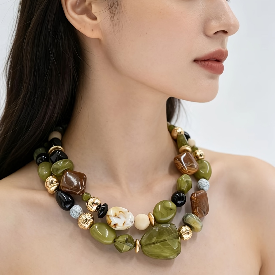 TEMU Collar elegante y lujoso de estilo bohemio, con múltiples capas, estiloso y