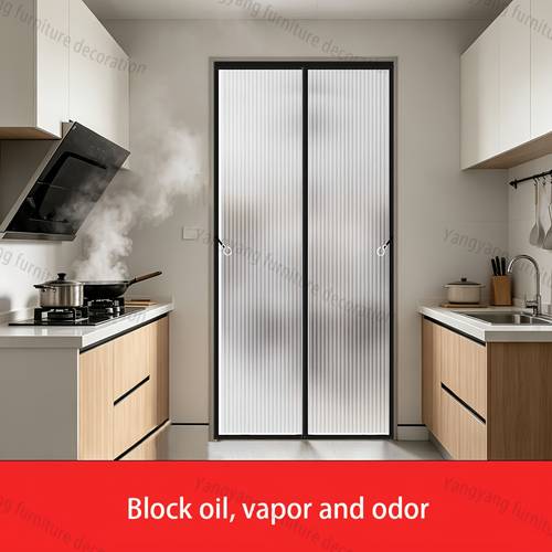 semi transparent eva partition curtain magnetic closure door curtain punch free with hooks heat and cold insulation oil smoke and privacy protection for home