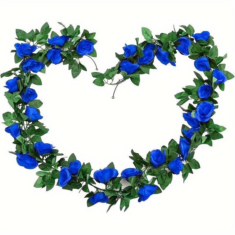 

2pcs Blue Artificial Rose Vine Garlands, 14.4ft Total - Floral Decor For Weddings, Home & Garden, Day & - , No Container Needed, Bouquet Accessories