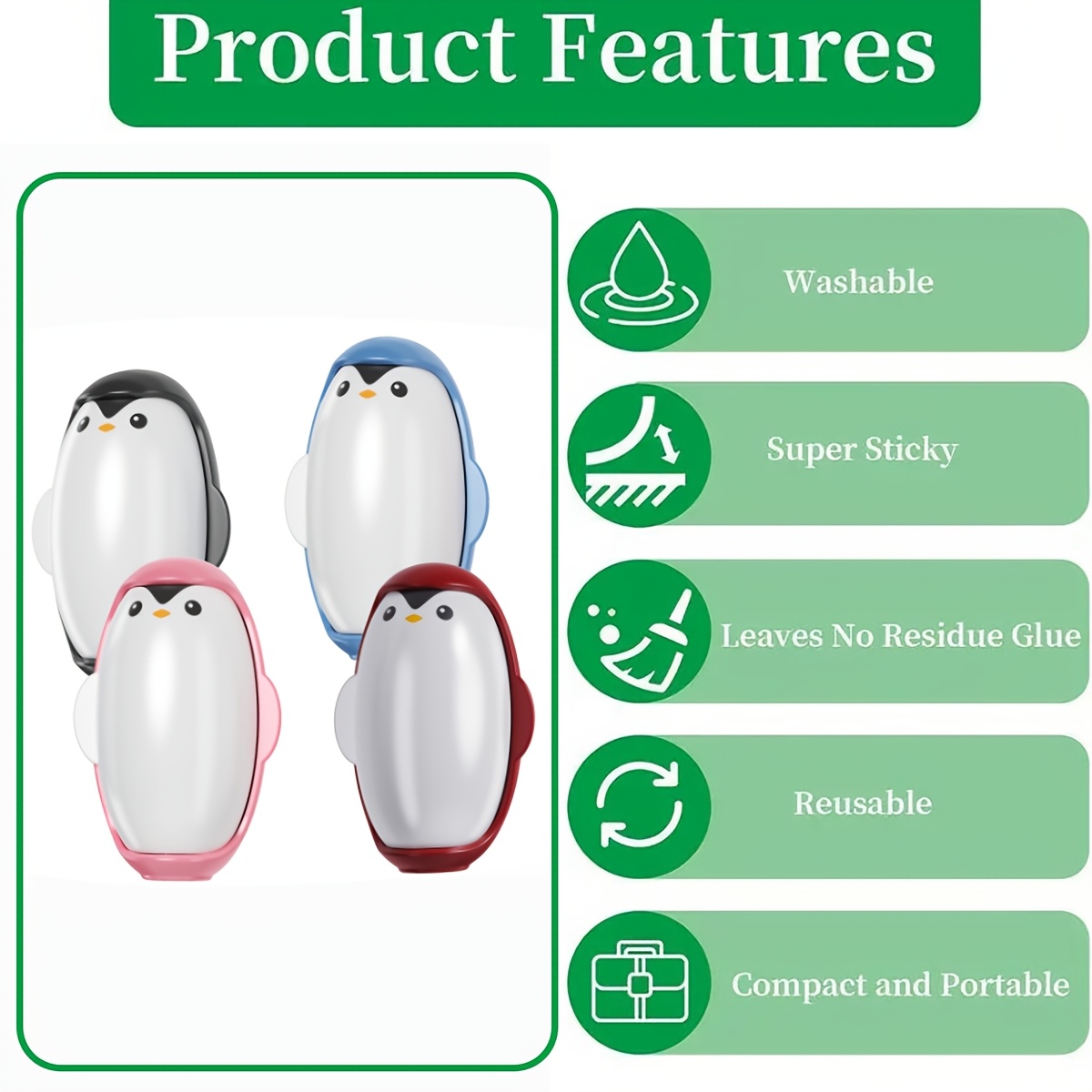 1pc cute penguin reusable pet hair remover roller washable strong   for   fur portable lint brush for clothes   Product details 7