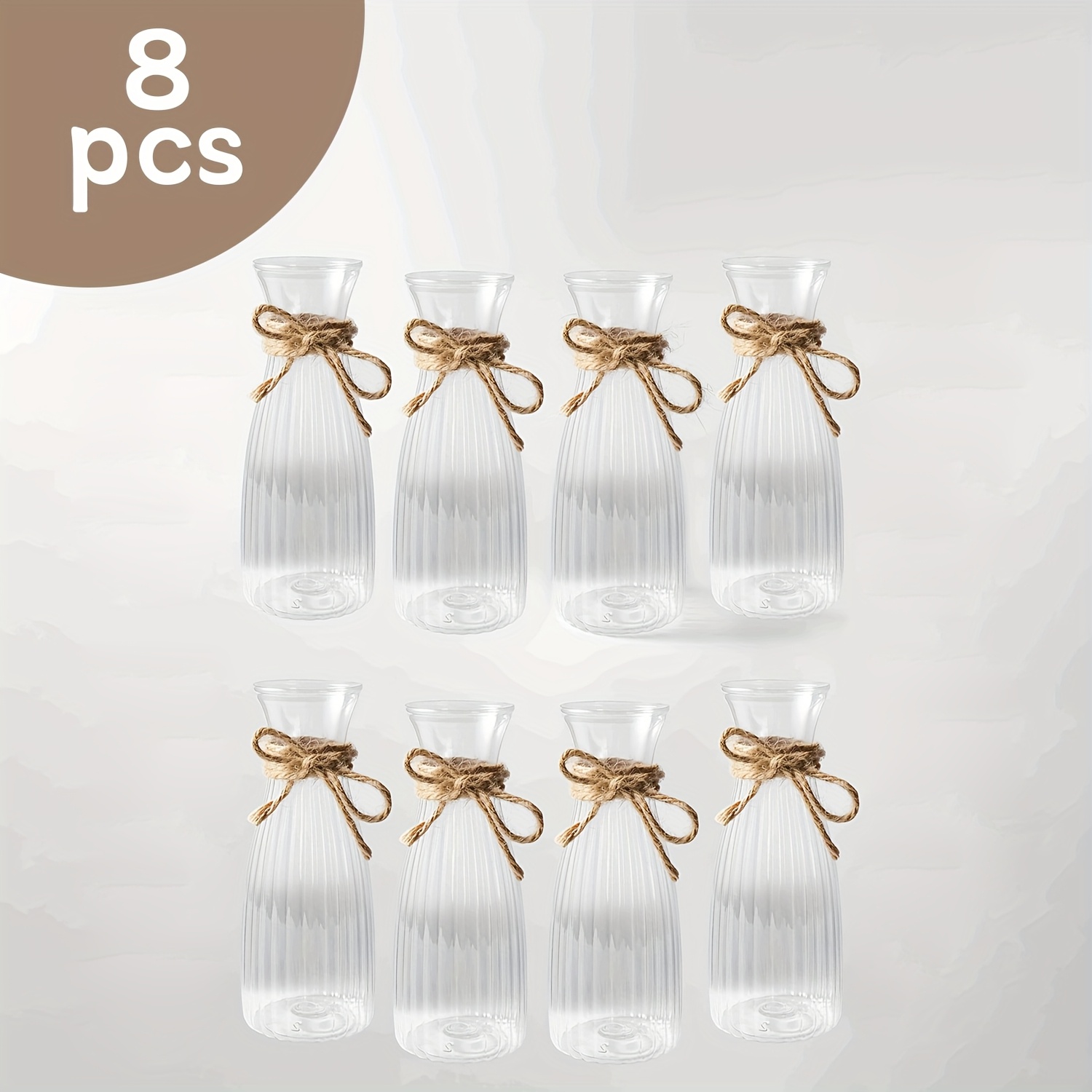 8pcs Style Vase With - Clear Plastic Round Vases For , Ideal For Home, Wedding, And Table Decorations, Wedding Vase | Rustic Decor | Rope Wrapped Vase, Flower Vases193 Sold