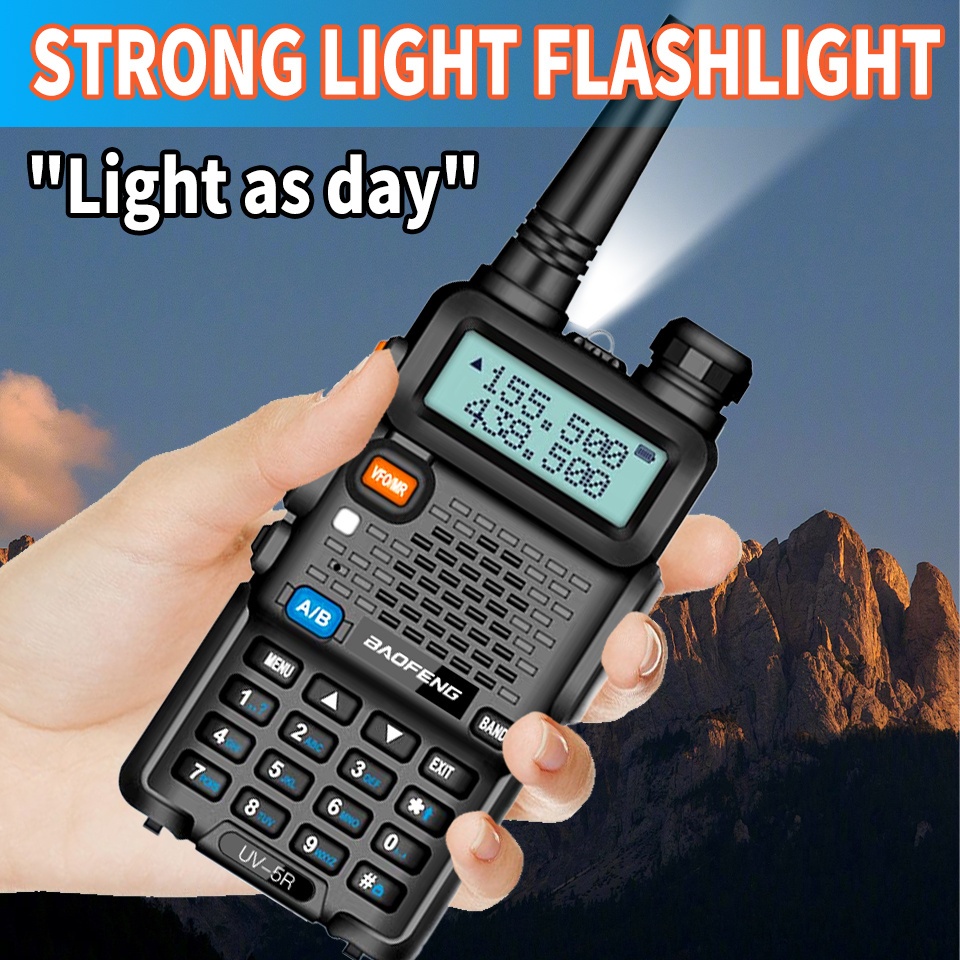 1/2pcs BaoFeng UV-5R Dual Band 5W High-Power Walkie Talkie with Rechargeable Battery, Long-Range Receiver Handheld Walkie Talkie, Multi-Band Portable Walkie Talkie for Outdoor Sports, Camping, Hunting, Fishing, Hiking - Black, Camping Communication, Hiking Communication, Sleek Handheld Radio, Durable Construction, Highpower Radio, Emergency Communication, Compact Design, Sturdy Build, Multiband Radio, Outdoor Enthusiasts, Amateur Radio Equipment, Radio Amateur, Ham Radio, Long