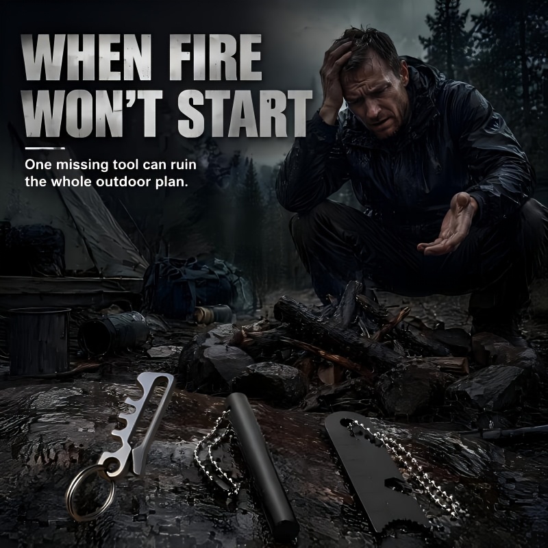 Multi-Function Fire Starter Keychain Tool