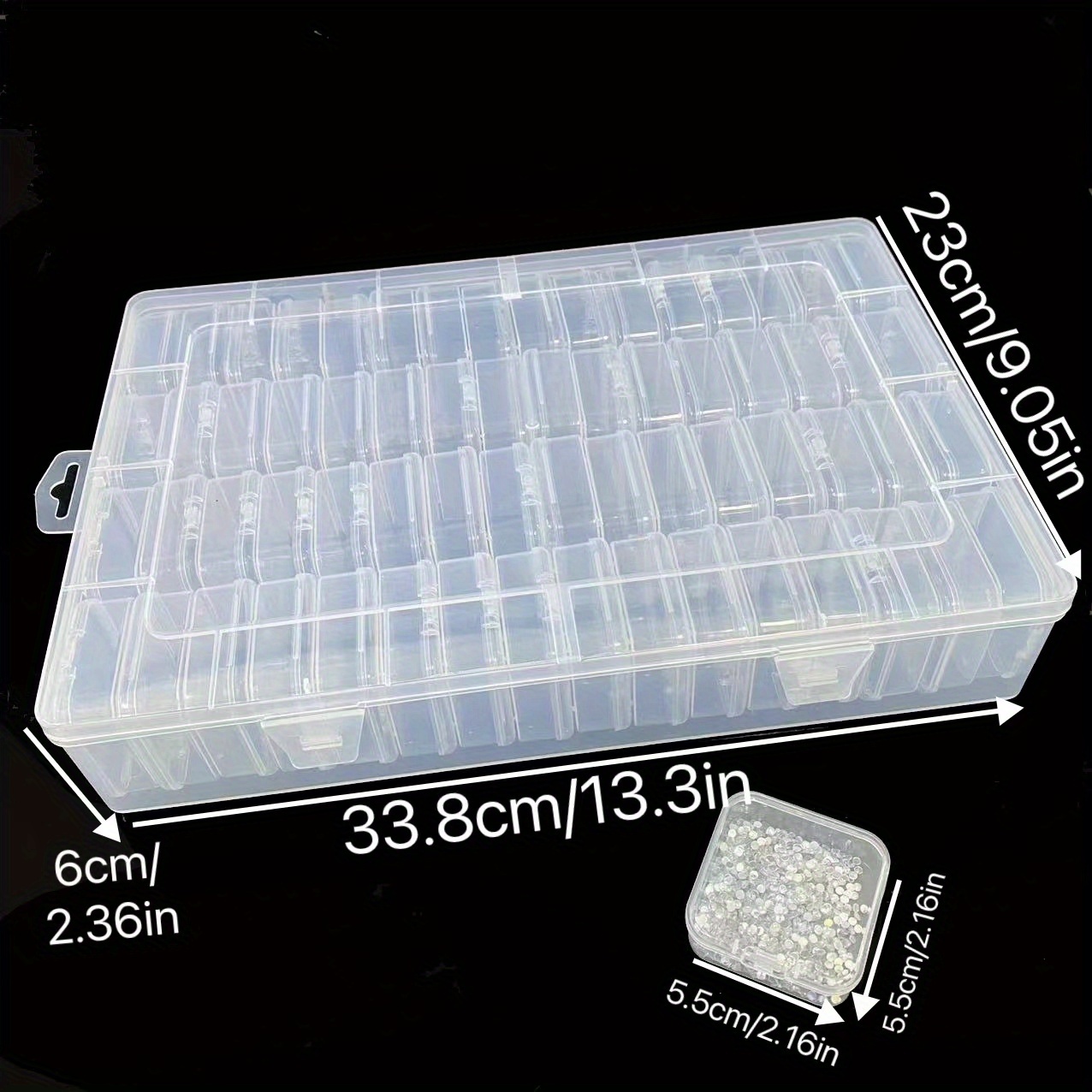 64pcs mini transparent plastic storage boxes with hinged lids ideal for bead organization   making craft projects 13 3x9x1 5 inches craft storage transparent storage box secure closure box Product details 1