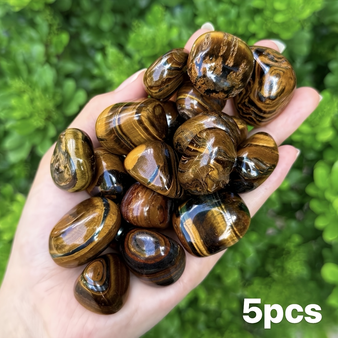 TEMU 5pcs Eye Polished Rough, Natural Quartz Tumbled Stones, Synthetic Gemstone Pebbles, Suitable For Vase Fillings, Aquarium Substrate, Jewelry