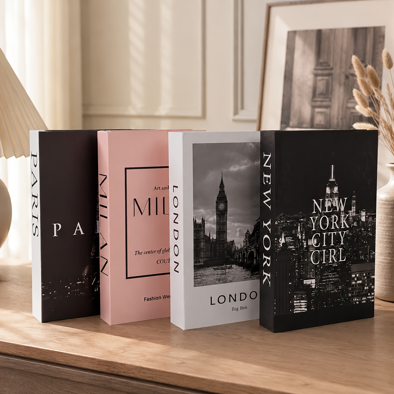TEMU Set Of 4 Qiwsudfbw Luxury Decorative Books - Themed Cover Suitable For Decor, Photography Props, Table Centerpiece For Living Room, No Inner