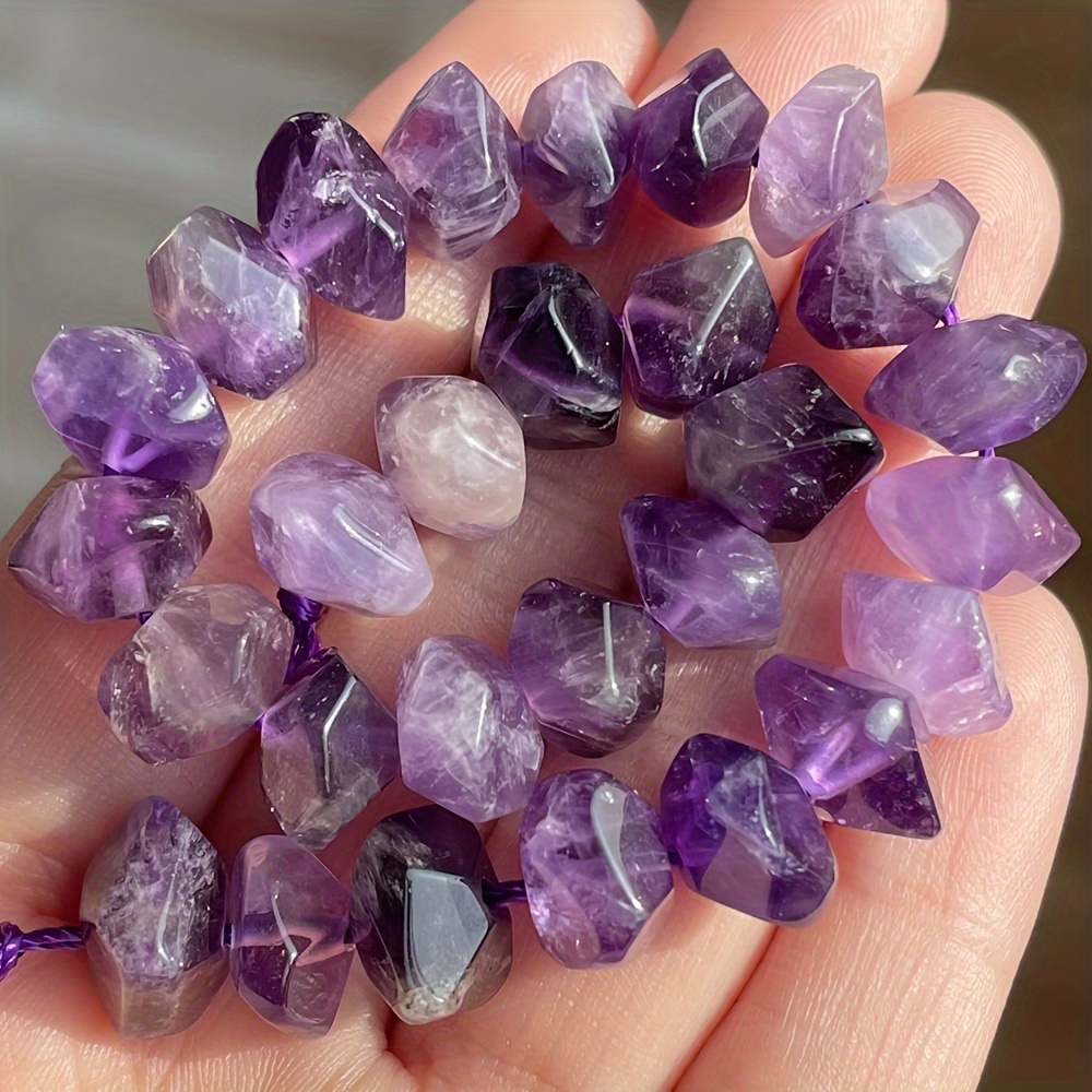 TEMU 25-28pcs Exquisite Irregular Natural Stone Tiger Eye Amethyst Citrine Loose Spacer Beads For Unique Jewelry Making, Diy Special Statement