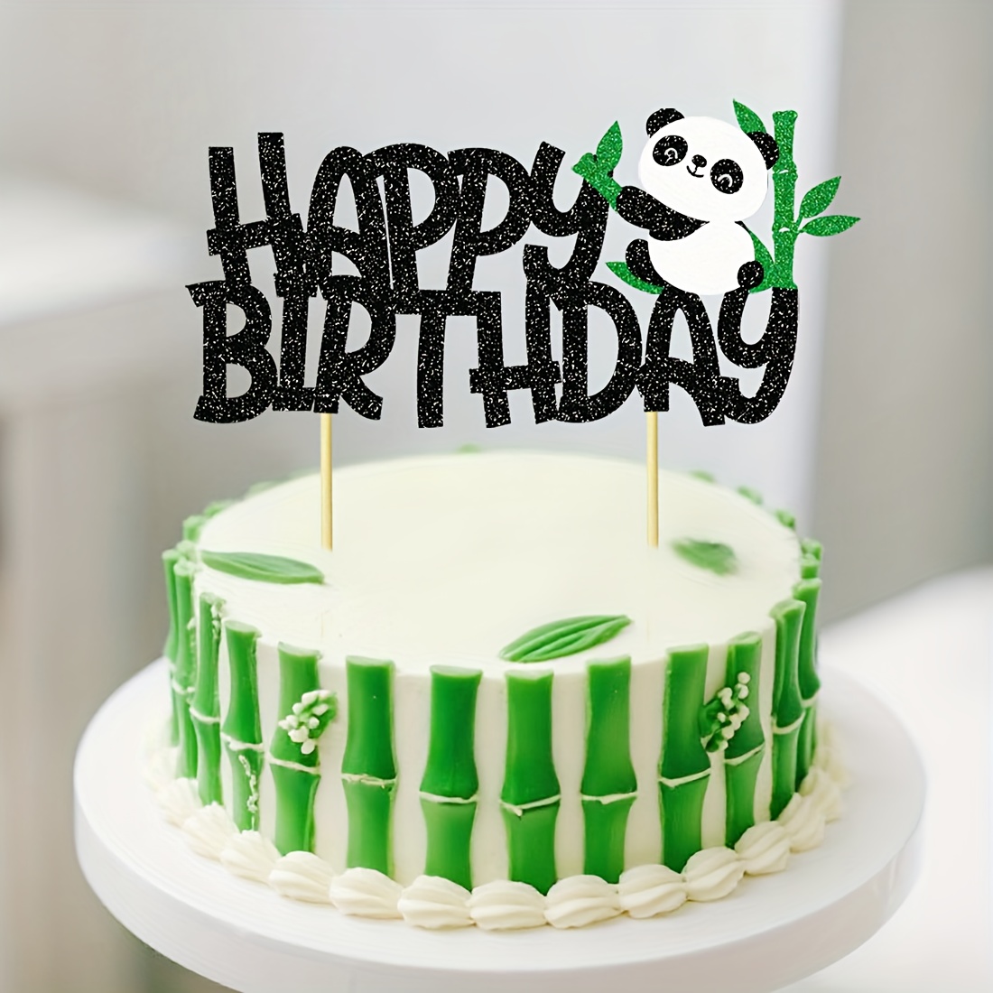 Cute Panda & Birthday Cake Topper - Stick With Adhesive-free Panda Decoration, Showers, Chinese New Year Parties - Party Supplies, Dessert Table Decor (no Glue Needed) Christmas,new Year