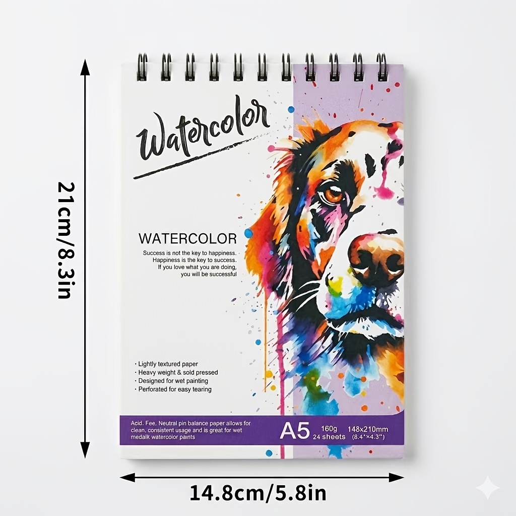 TEMU Grand Carnet de Aquarelle à Spirale Format A5 Standard avec Couverture Épaisse de Qualité Supérieure et Pages Intérieures Épaisses Résistantes à