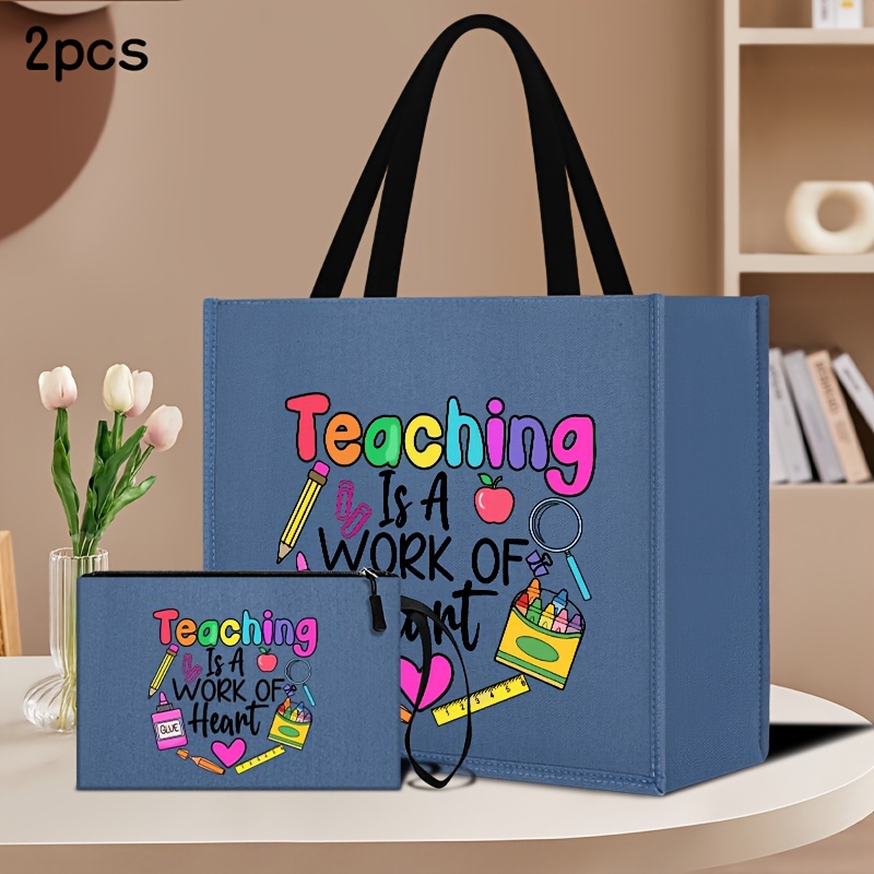 

2pcs Shoulder Bag Set, Teacher Tote Bag Makeup - , Portable, And For Or