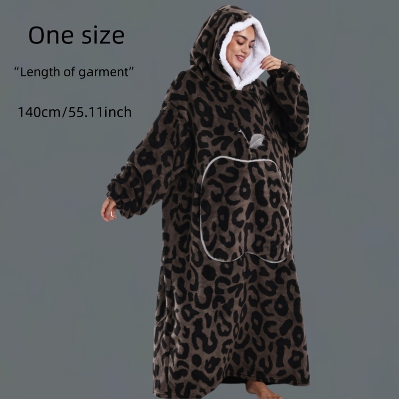 TEMU 2025 New Arrival - Cross-border Hot Selling - Men's And Women's Couple's Style - Wearable Blanket - Leopard Print Elegant Color Scheme - Large