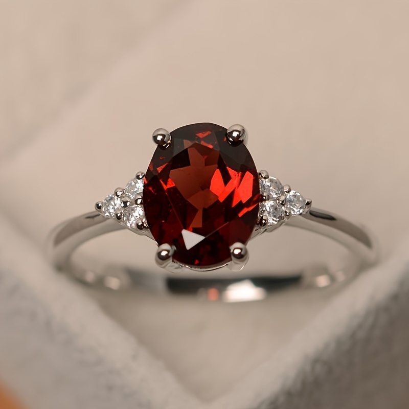 

1 Gorgeous Deep Red Cubic Zirconia Ring - A Symbol Of Eternal Love, Commitment Ring, Elegant Party Jewelry, Birthday Gift For The Girl
