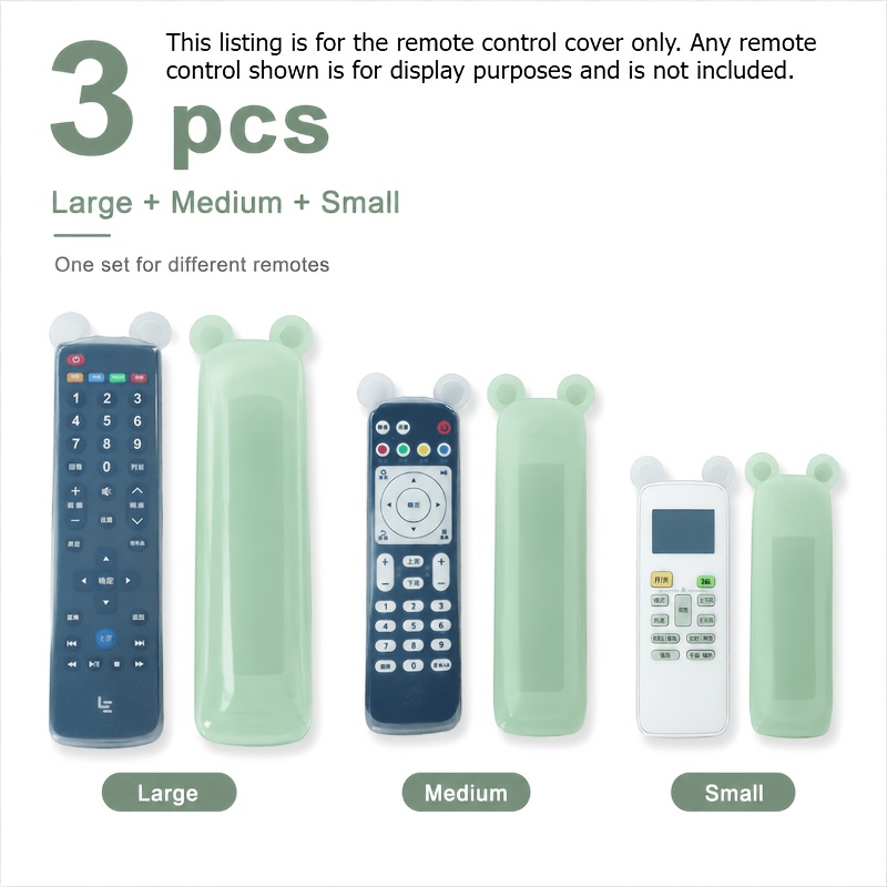 TEMU 3pcs Universal Luminous Remote Control Covers - (s m l Sizes, Full-wrap Silicone Protection For Air Conditioner/tv/set-top Box, Drop-proof,
