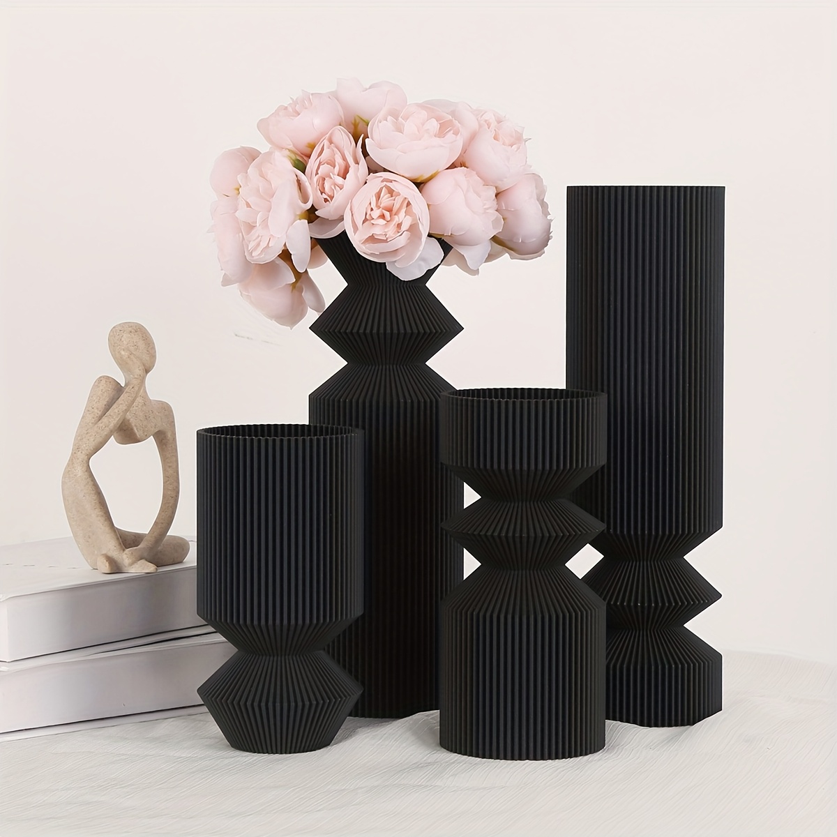 

4-pack Style Cylinder Plastic Vases, Minimalist Flower Vase Set For Home Decor, Weddings, Dining, Parties, Living Room, Office, Bedroom - No Electricity Or Battery Needed