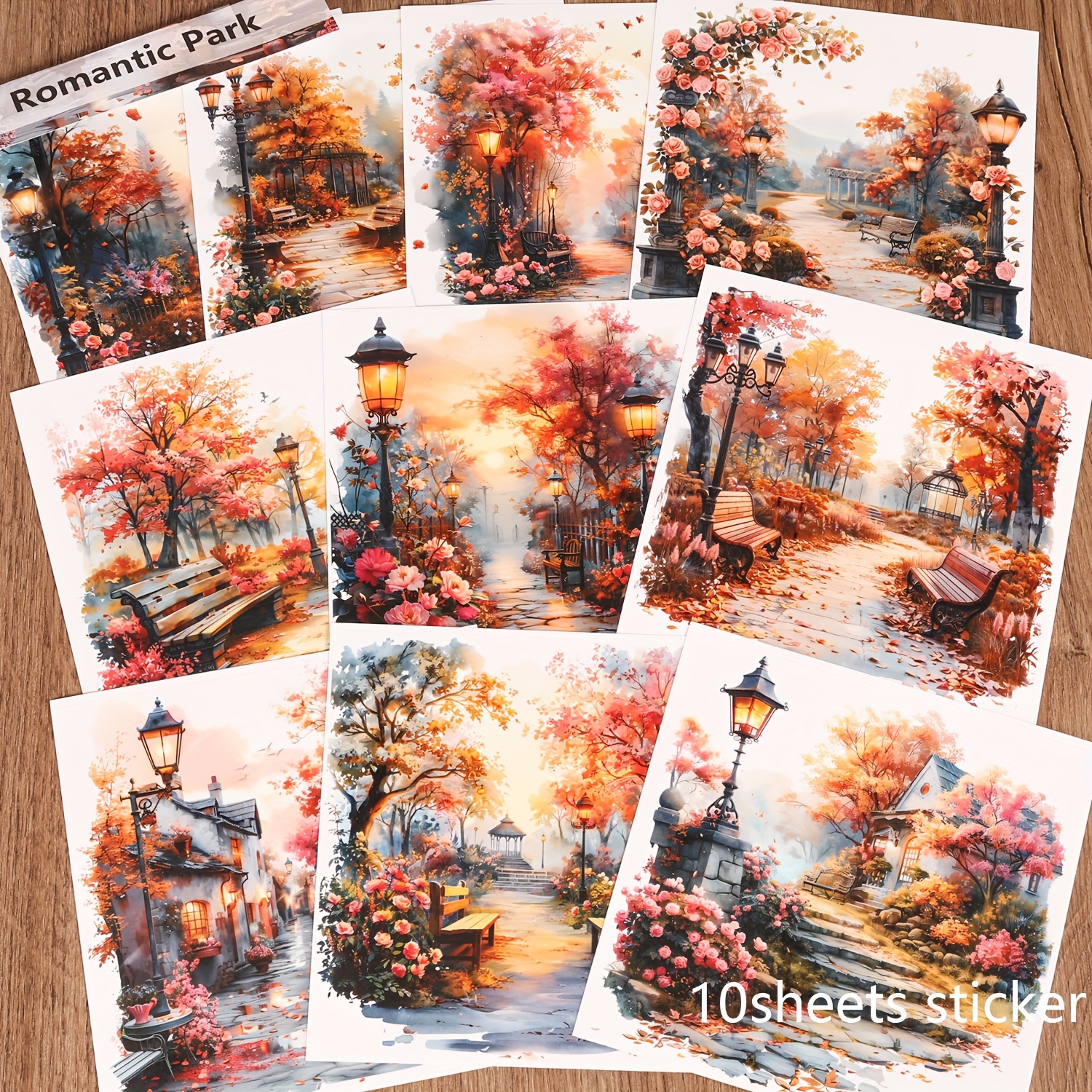 Image of Large Self-adhesive Stickers Featuring Vintage Cherry Blossoms, Perfect For Projects, Scrapbooking, And Wall Decor. In A Pack Of 10 Sheets, Ideal For Artists And Collectors
