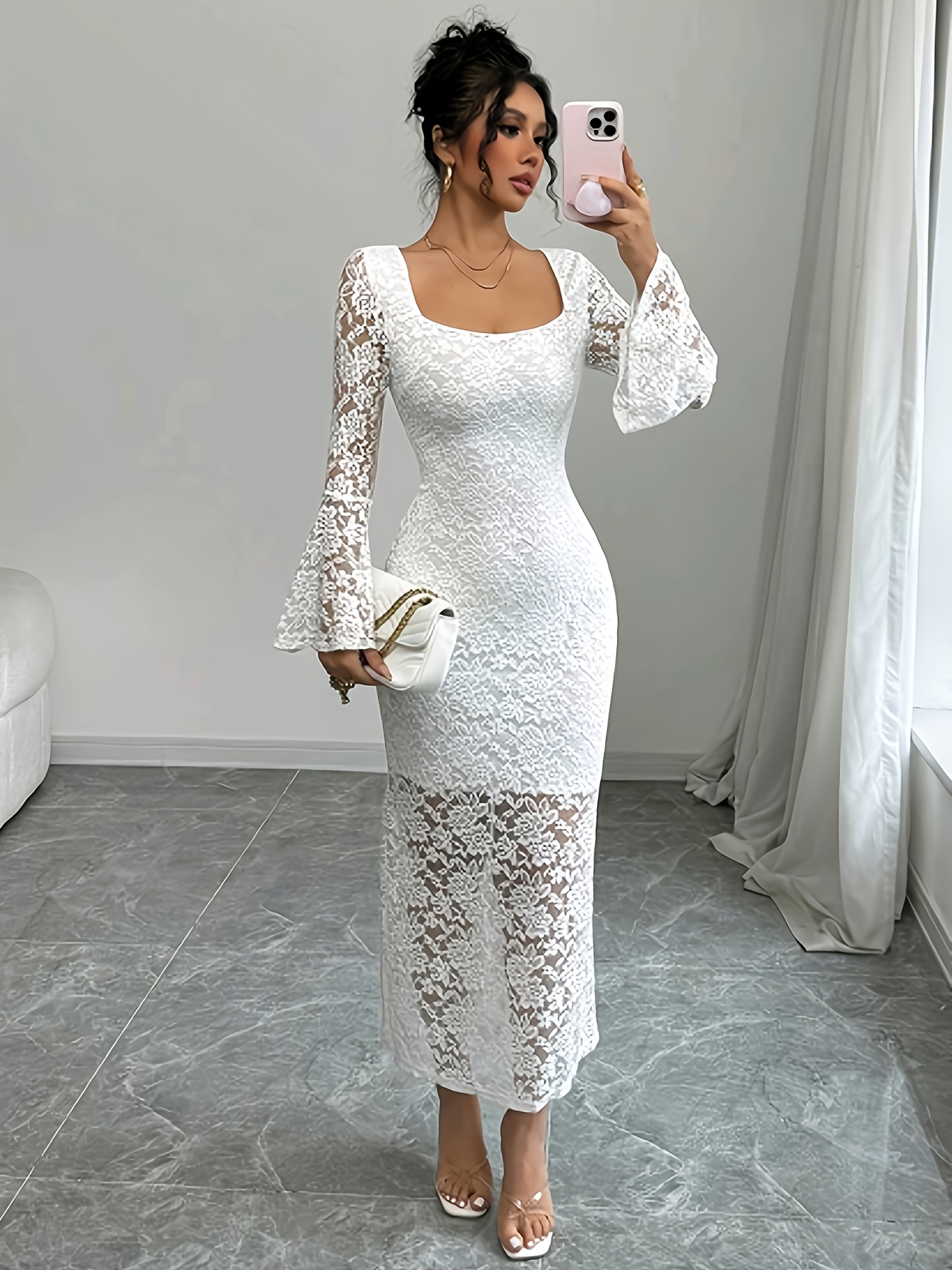 lace bodycon dress a side slit | Temu Mauritius