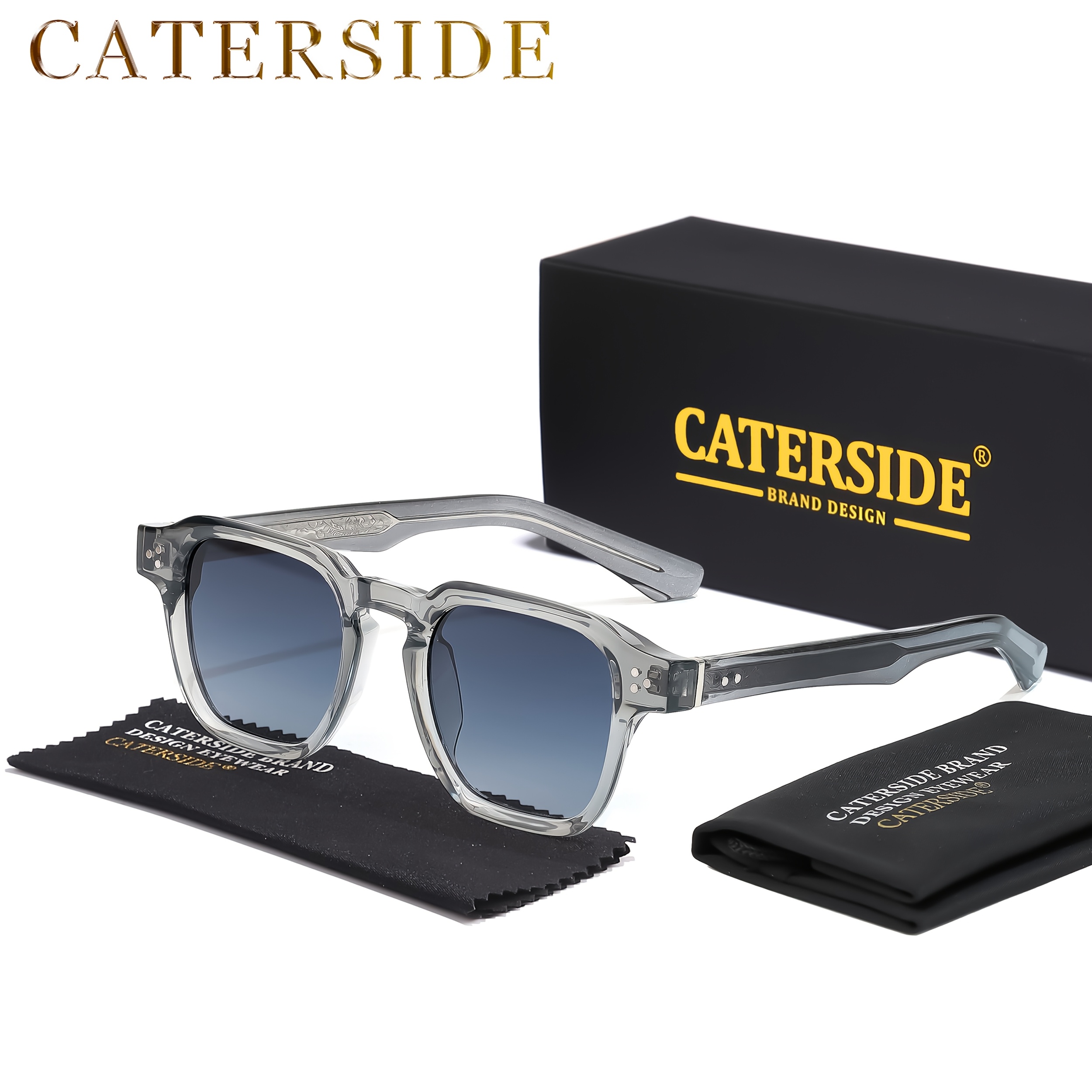 Image of Caterside Retro New Glasses - Square Temple , Men's Women's Trendy Classic Eyeglasses, Vacation Street , Christmas Thanksgiving For Gifts - With 3 Piece Package