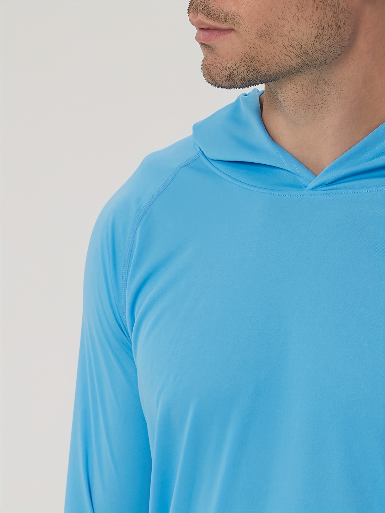 Men's UPF 50+ Sun Protection Hoodie - Lightweight Quick-Dry Polyester Long Sleeve Shirt with Rash Prevention, Breathable Stretch Fit for Outdoor Running, Fitness, Fishing & Cycling