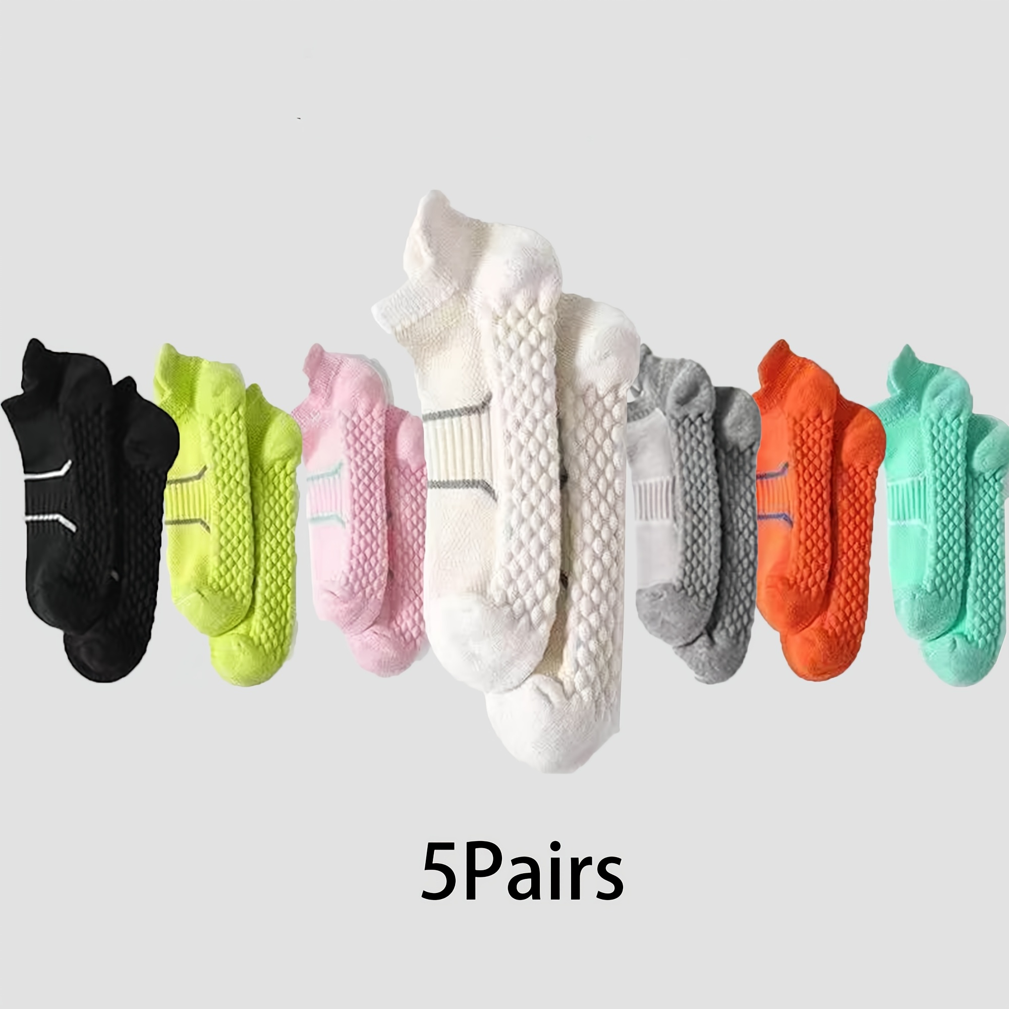 TEMU Summer Men Women Short Socks Running Socks Toe-part Low Cut Anti-slip Socks Professional Athletic Socks Mesh Low Waist Socks Random