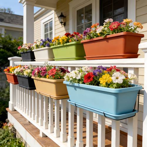 random color thickened durable style long strip plastic planter flower box self draining with tray home rectangular plastic trough balcony vegetable lazy planter long strip pot