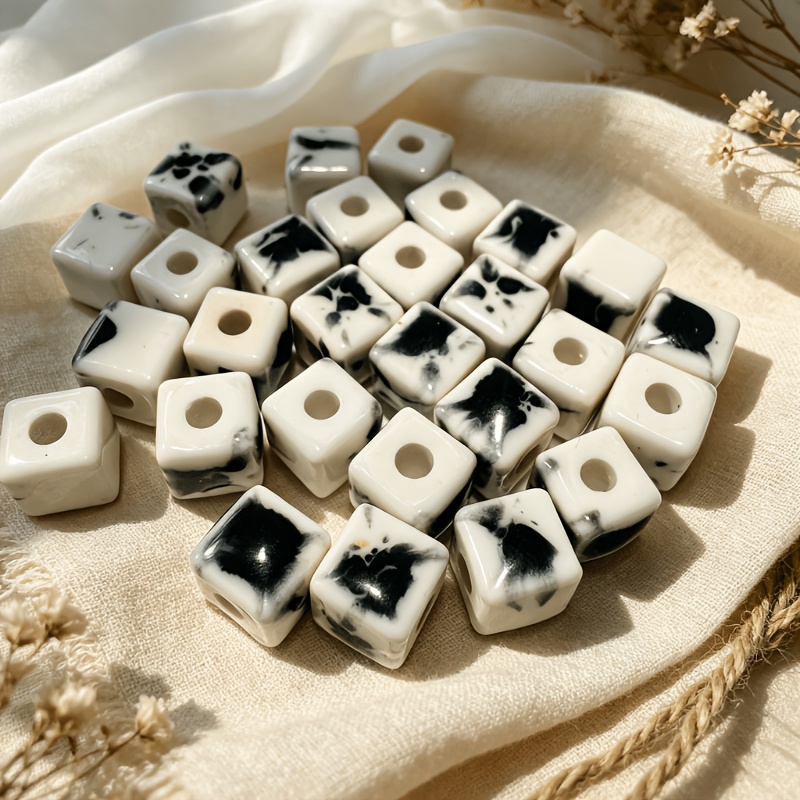 28pcs Pack Square Ceramic Beads for DIY Jewellery Making