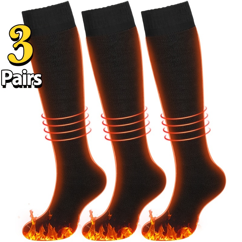 

3 Pairs Women's Warm Knee High Socks-thermal Thigh High Socks For Hiking, Winter, Best Christmas Gifts