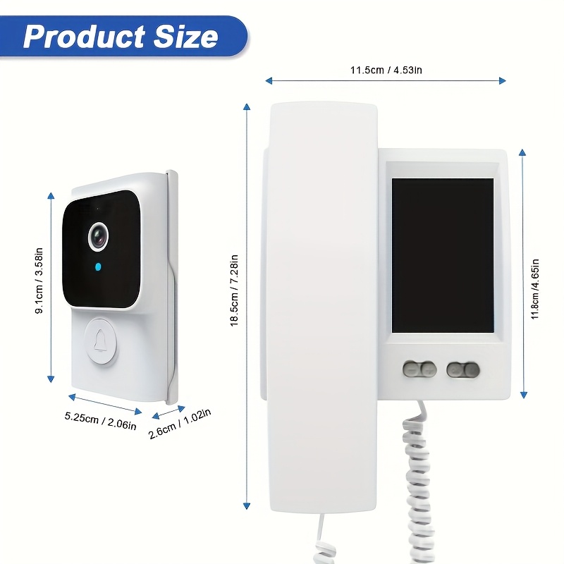 wireless doorbell white full duplex intercom doorbell kit hands free usb charging two way communication doorbell with ringtone 800mah rechargeable battery suitable for home office Product details 0