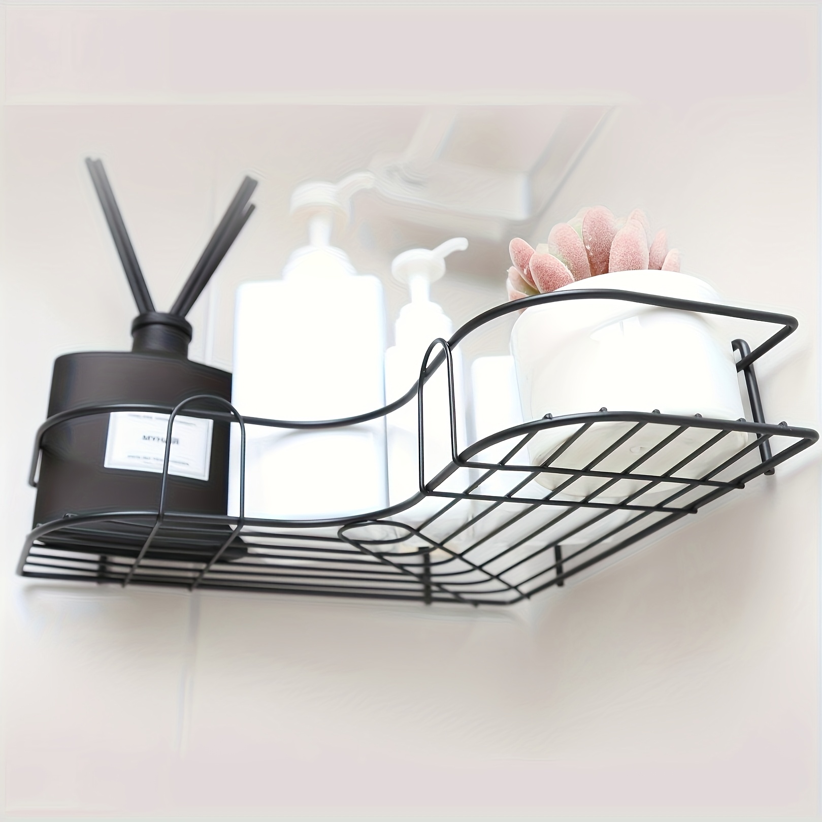 1pc metal corner shelf bathroom wall mount no drilling Temu