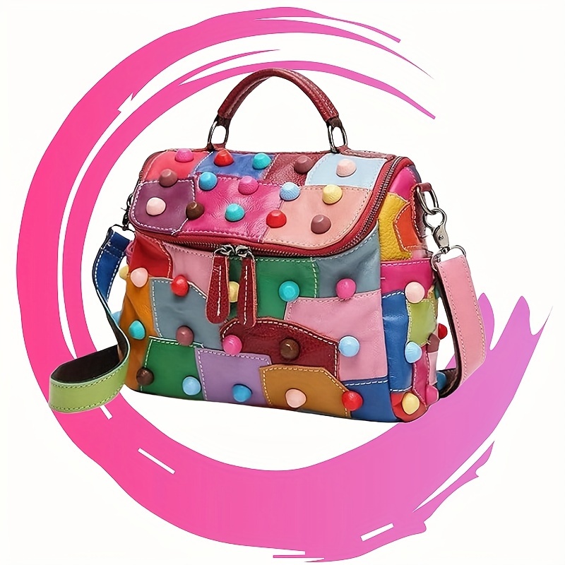 

Studded Irregular Patchwork Crossbody Bag, , Halloween, Christmas Bag, Patchwork , Women's Bag