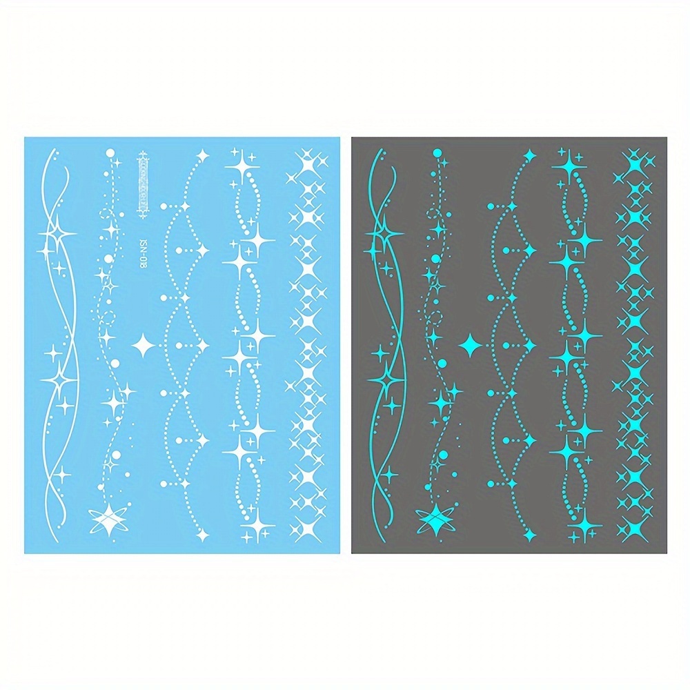 Blue Glowing Leg Bands, Waterproof Temporary Tattoos Featuring Shining Stars, , , Butterflies, And Minimalist Designs, With Glowing Tattoos For The Waist And Body Art For Men And Women
