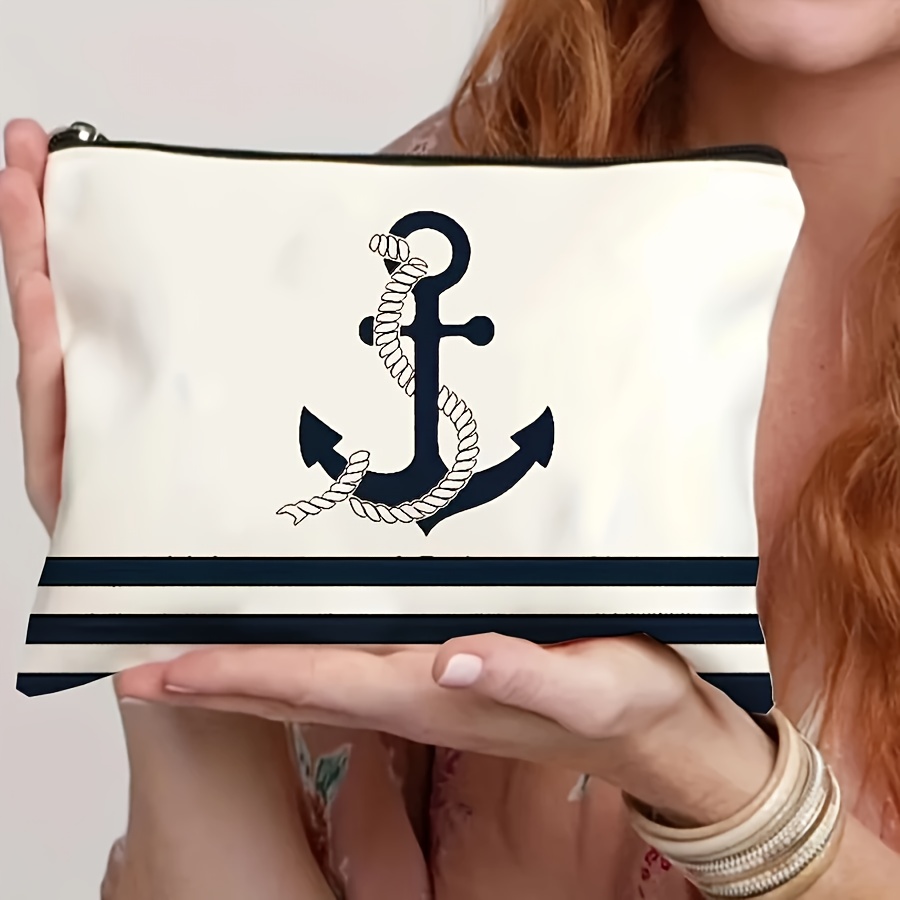Image of Stylish Makeup Bag With Zipper - Lightweight Foldable Travel Cosmetic And Toiletry Organizer - Perfect Gift For Women, Teachers, - Toiletry Pouch