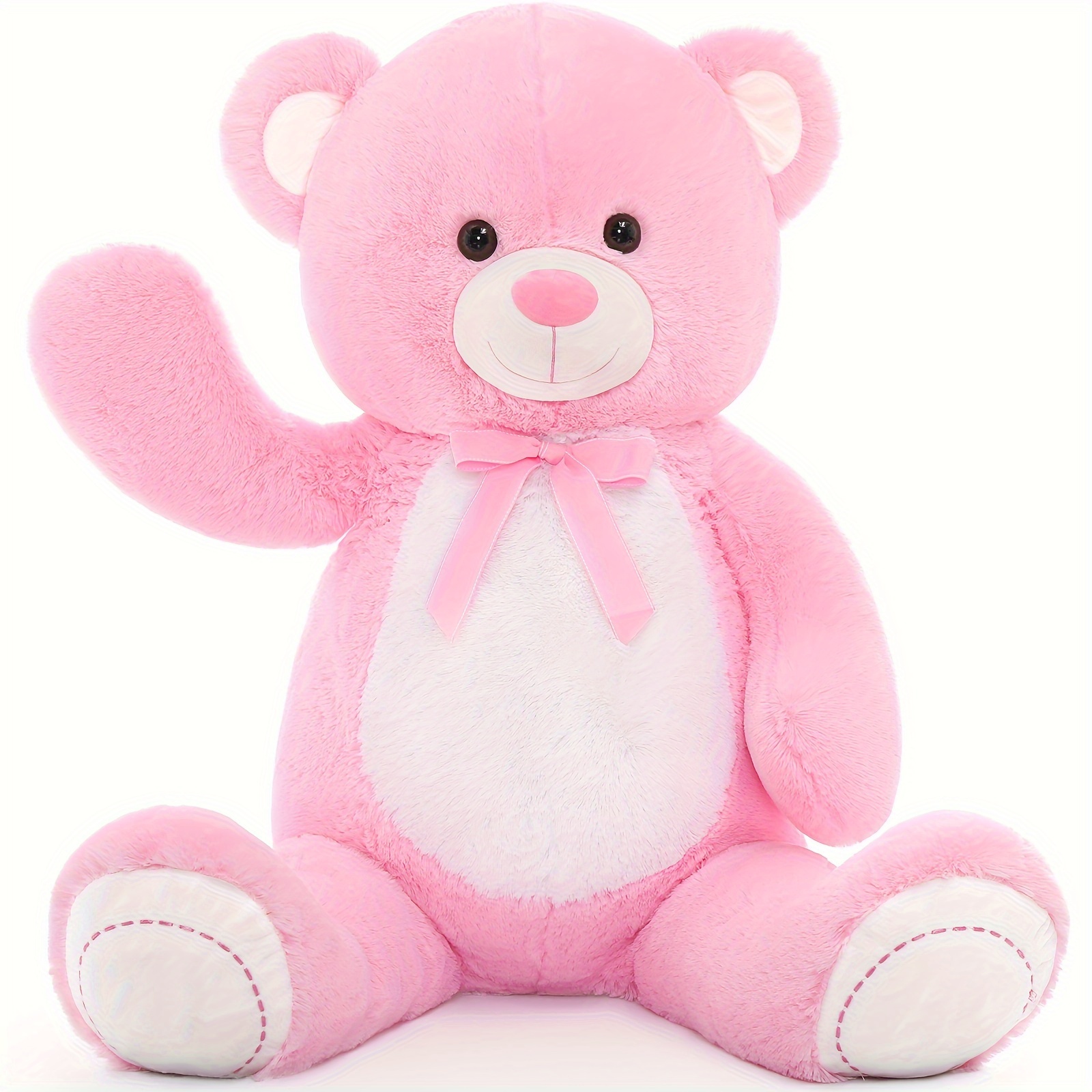 

Pink Giant Teddy Bear 52", Human Size Big Teddy Bear Stuffed Animal 4.3ft With White Belly, Plush Teddy Bear Valentines Day Gift For Girlfriend Kids