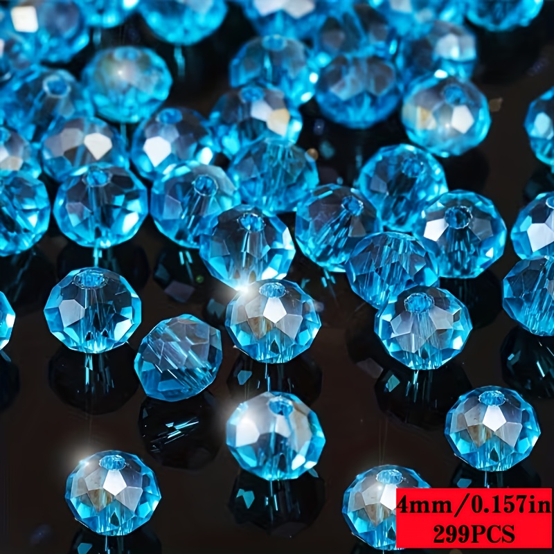 TEMU 299pcs Perline in Vetro Sfaccettato 4mm/6mm/8mm, Perline Piatte, Perline Spaziatrici per Creazione Gioielli Fai da Te, Perline per Bracciali,