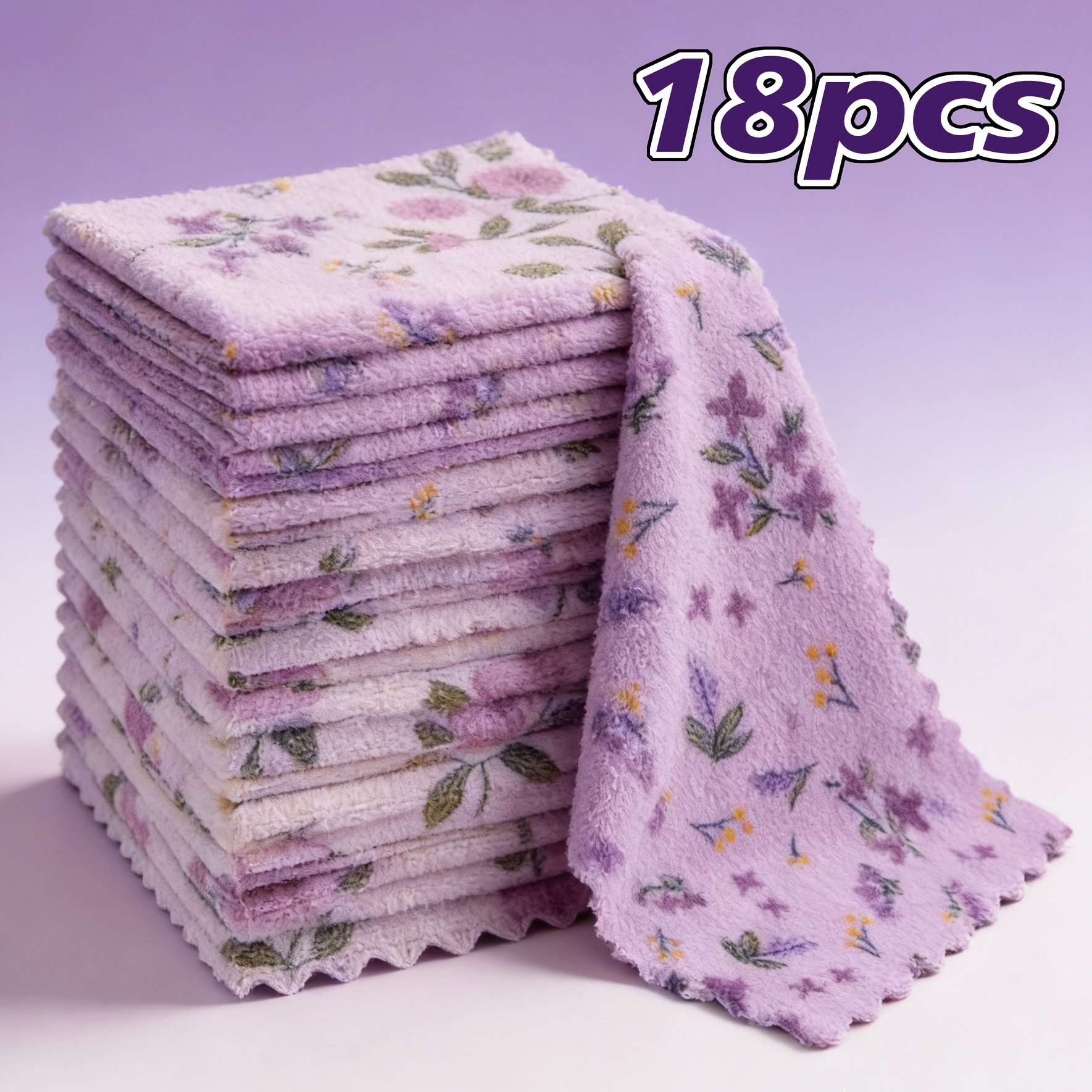 Image of 18/36pcs Coral Fleece Cleaning Towels, Super Absorbent Quick Dry Lint Free Reusable Dish Cloths, For Kitchen Bathroom Car Washing, Pastoral Plaid Cloth