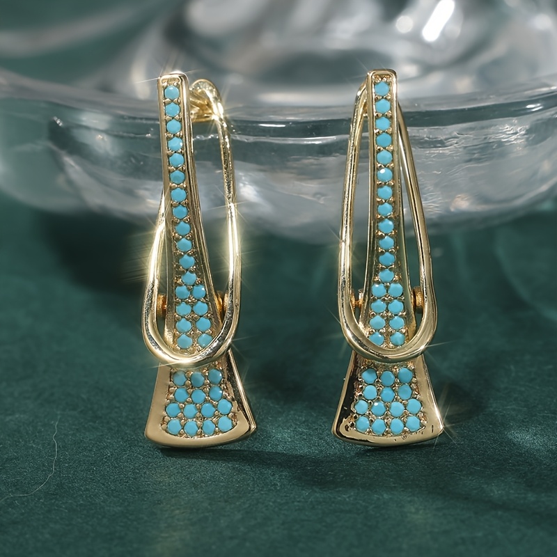 Image of 1 Pair Of Women's Fashion Dangle Earrings Set With Synthetic Synthetic Geometric Ladies' Banquet Temperament Earrings Suitable For Daily Casual Party Wear