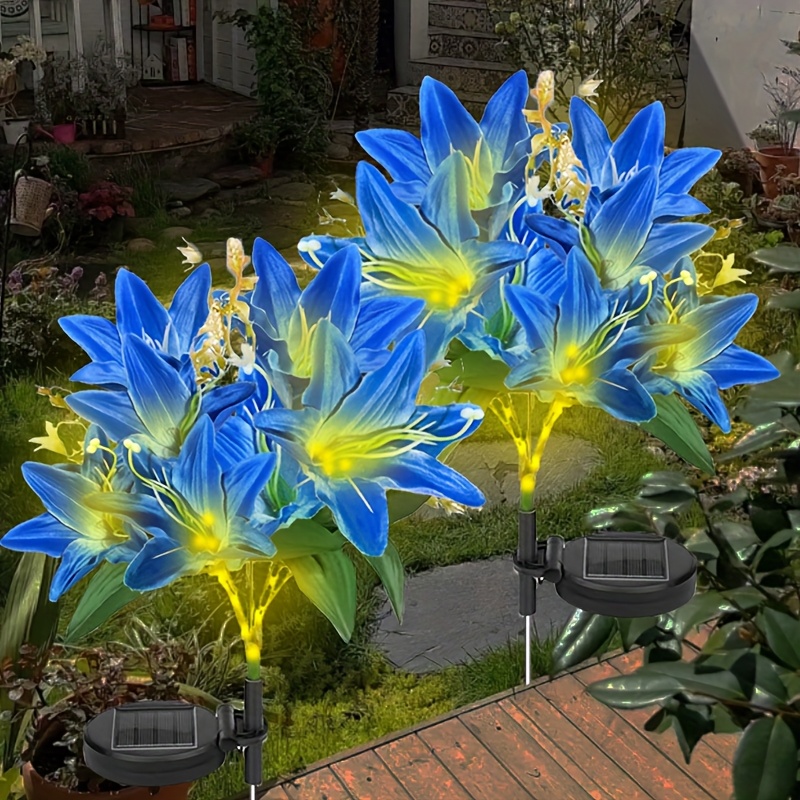 Solarleuchte Lilie für den Garten, 1er-Packung lebensechte LED-Solarleuchten in Lilienform, Herbst- und Winterdekoration, Weihnachtsgeschenk, Plug & Play, Solarleuchtsäule für Hof, Blumenbeet, Rasen,