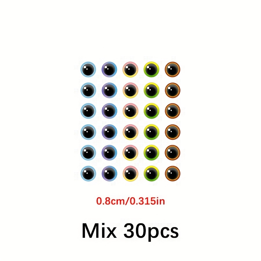 30pcs Glass Eyes, Flat Bottom Glass Eyes Cartoon Eyes For Craft Making (3 Sizes)