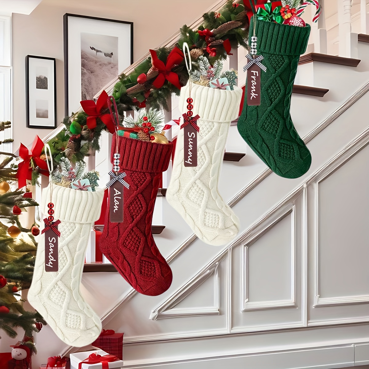 4st flerfärgad julstrumpset 17.7 julstrumpor med - Temu Sweden