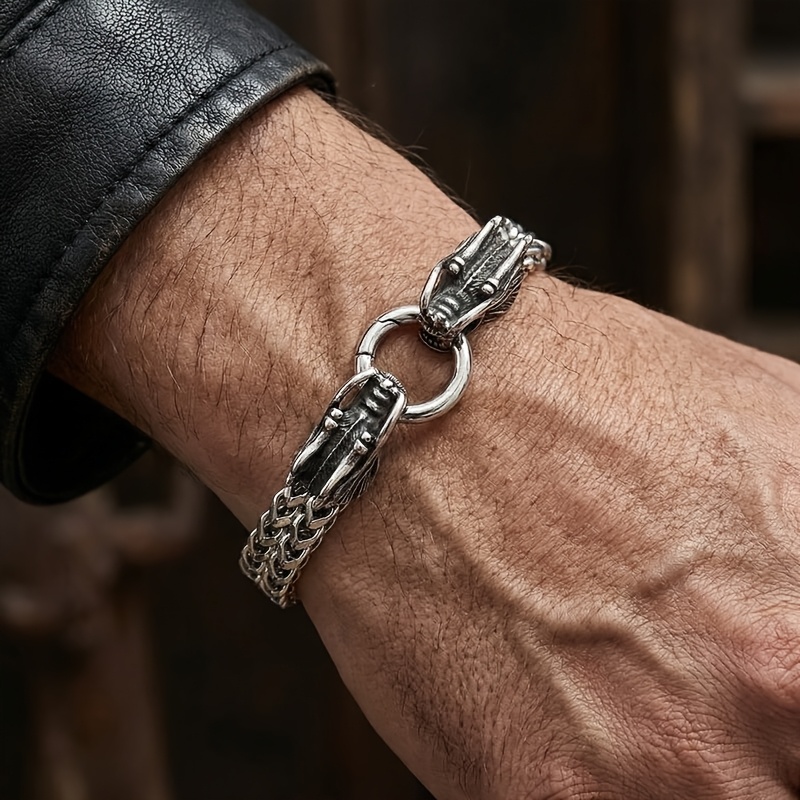 Men's Retro Fish Scale Pattern Woven Bracelet