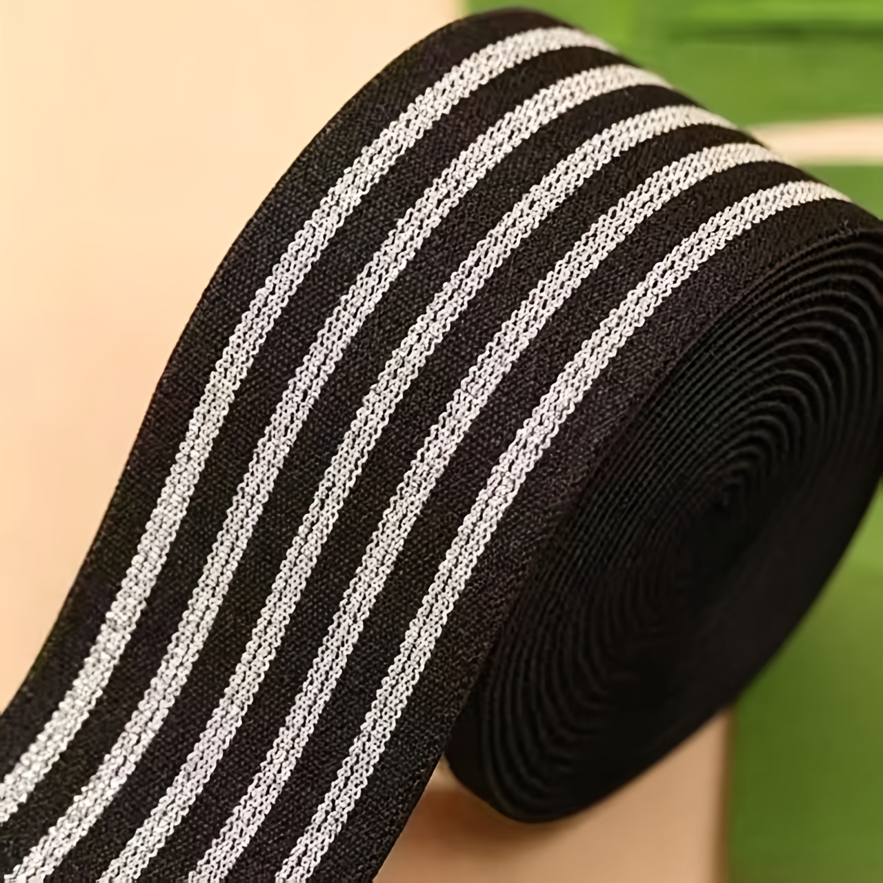 TEMU 3 Yards/108in/275cm Striped Thread Elastic Band, Side Clothing And Trousers Additions, Sewing Craft Supplies, Holiday Party Decorations, Elastic