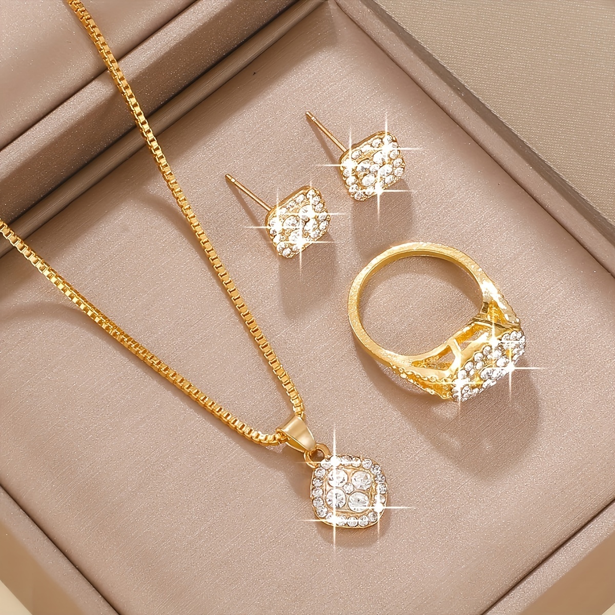 4  womens   jewelry set minimalist style glass inlay alloy base suitable for everyday wear 4pcs set is perfect for teachers   to school graduation season holiday gift