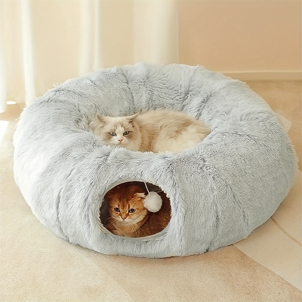 

Plush Cat Tunnel With Cat Bed For Indoor Cats, Multifunctional Cat Toys For Small Medium Large Cat