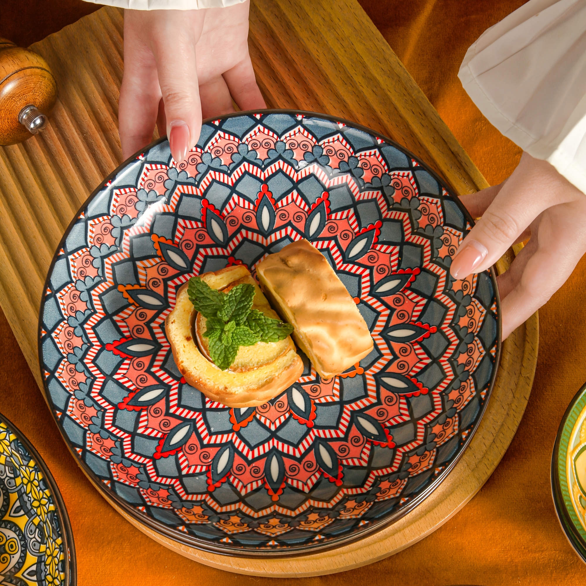 4pcs bohemian ceramic dinner plate set inch round Temu Australia