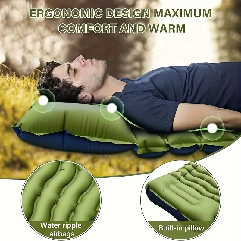 [Thick Sleeping Pad] Extra Thick Single Sleeping Pad - Self Inflation Single-Person Sleeping Pad with Pillow Built-in Foot Pump | Inflatable Sleeping Pad for Backpacking, Hiking, Travel, Tent Use, Portable Camping Pad, Best for Christmas, Perfect for Thanksgiving