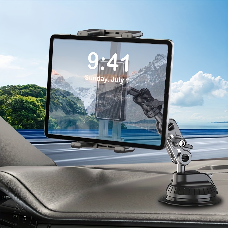 TEMU Car Phone Holder Tablet Mount, Upgraded Large Suction Cup And Aluminum Alloy Support Arm, Multiple Joints Flexible Adjustment, Stable Adsorption